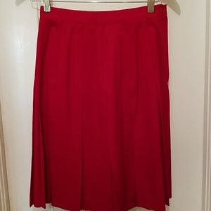 Red Pleated KGR Wool Skirt